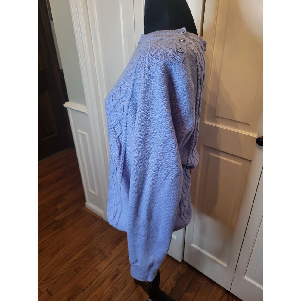 Baby Blue Cable Knit Sweater  Talbots L Old Money Soft Cozy Preppy Classic - Picture 8 of 9